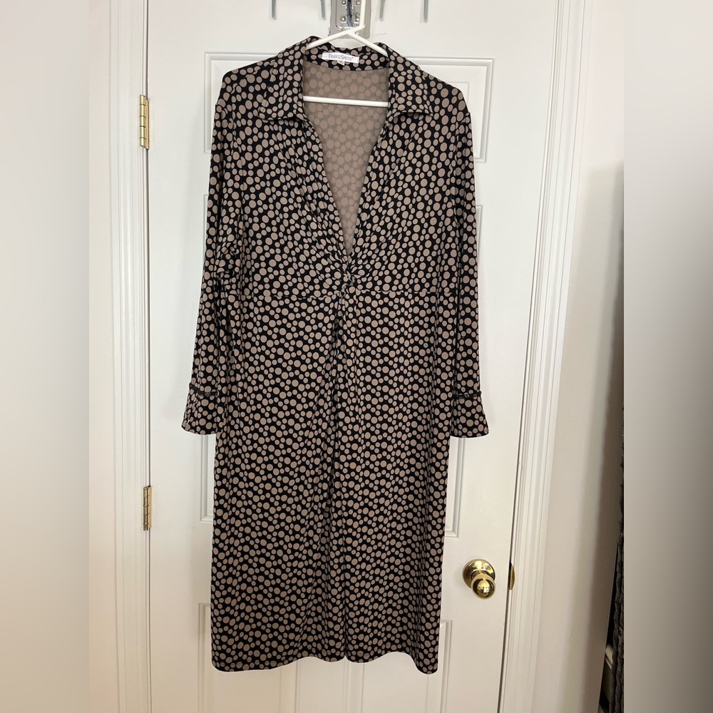TravelSmith Polka Dot Long Sleeve Midi Dress 2X